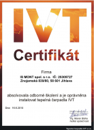 Certifikát odborné způsobilosti k instalaci tepelného čerpadla IVT