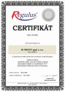 Certifikát oprávněnosti montáže produktů společnosti Regulus spol. s r.o.