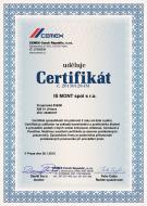 Certifikát způsobilosti k provádění litých podlah ze směší od společnosti CEMEX